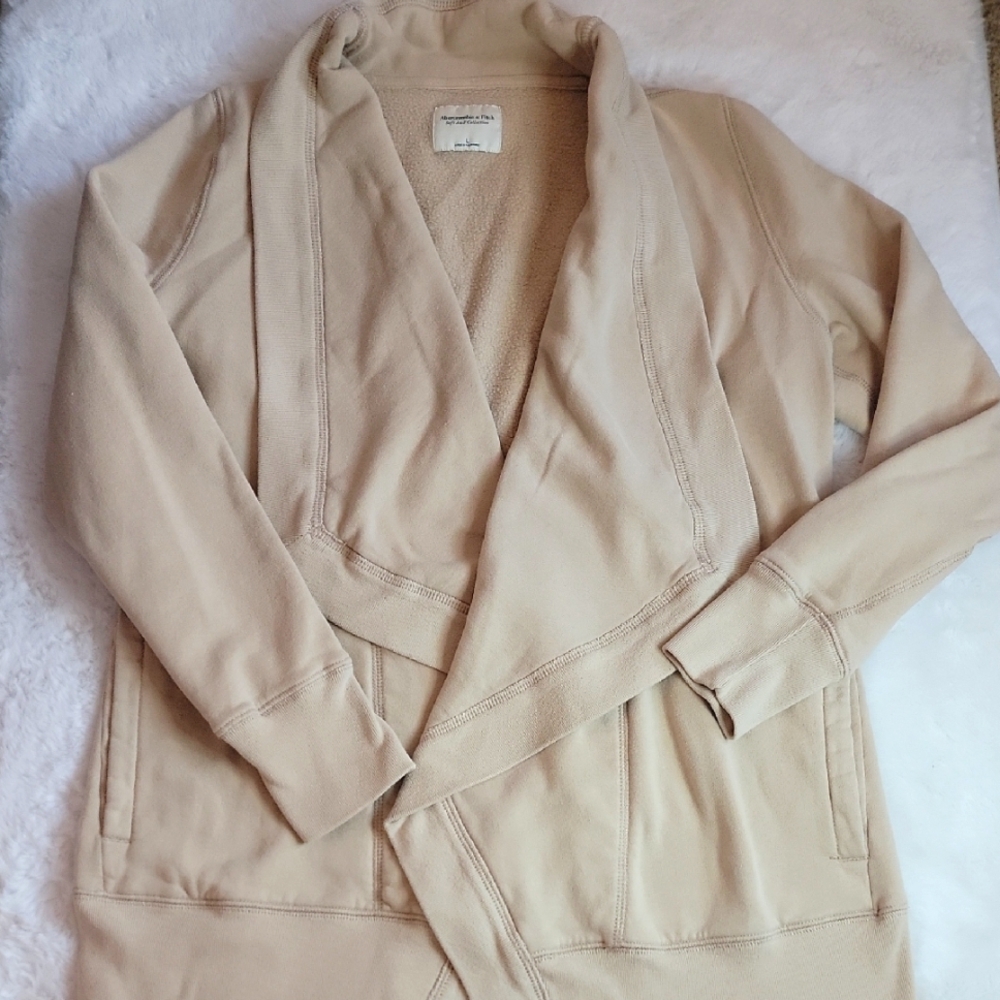 Women's Beige Draped Open-Front Jacket
